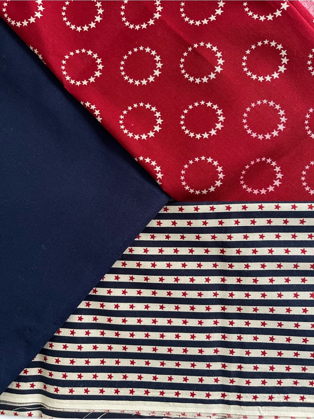 ✨$10 OFF $40✨ Patriotic Cotton Fabric Bundle Navy Canvas Star Stripe Prints